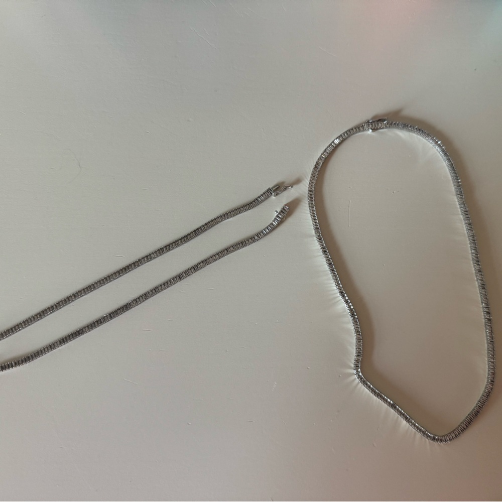 Aurate White Sapphire Baguette  Necklace 2 White Sapphire Baguette Bracelets